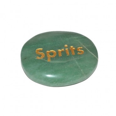 Green Aventurine Sprits Engraved Stone