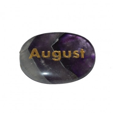 Amethyst August Engraved Stone