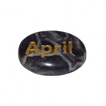 Amethyst April Engraved Stone
