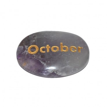 Amethyst October Engraved Stone