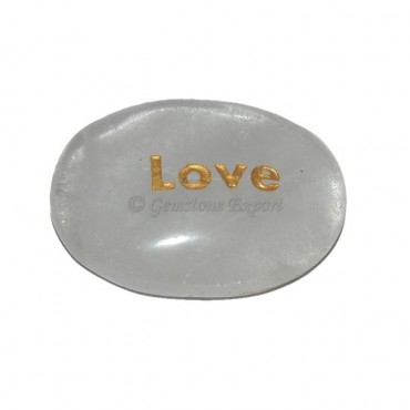 Crystal Quartz Love Engraved Stone