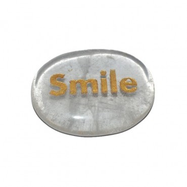 Crystal Quartz Smile Engraved Stone