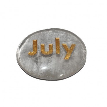 Crystal Quartz July Engraved Stone