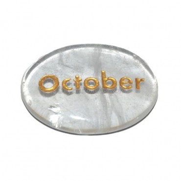 Crystal Quartz  October Engraved Stone