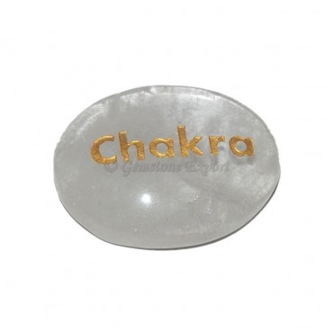 Crystal Quartz  chakra Engraved Stone