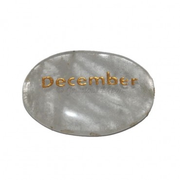 Crystal Quartz  December Engraved Stone