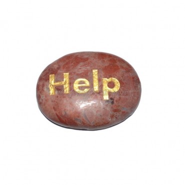 Red Jasper Help Engraved Stone