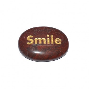 Red Jasper Smile  Engraved Stone