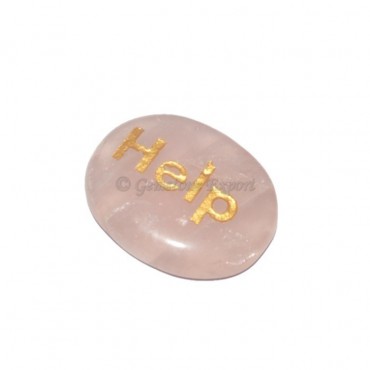 Rose Quartz Help  Engraved Stone