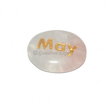 Rose Quartz May Engraved Stone