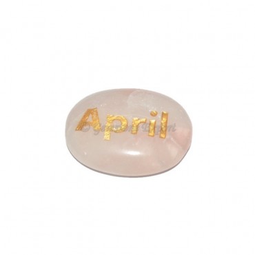 Rose Quartz April Engraved Stone