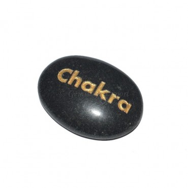 Black Agate chakra Engraved Stone