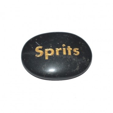 Black Agate Sprits  Engraved Stone