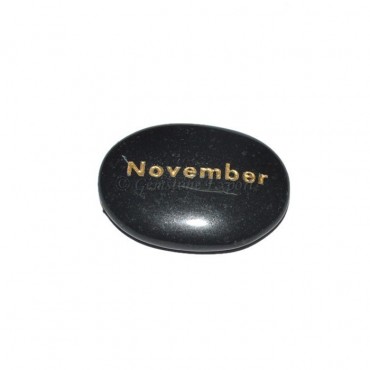 Black Agate November Engraved Stone