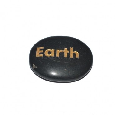 Black Agate Earth  Engraved Stone
