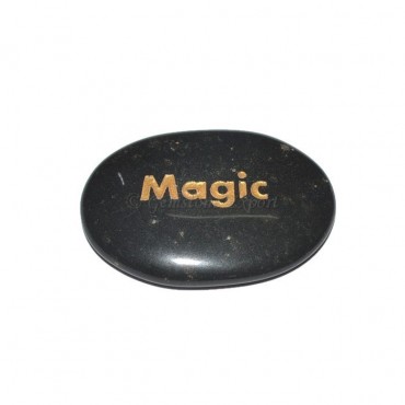 Black Agate Magic Engraved Stone