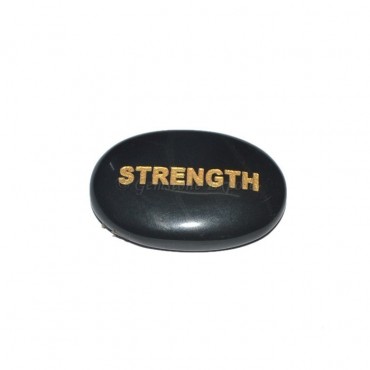 Black Agate STRENGTH Engraved Stone