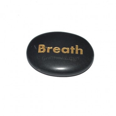 Black Agate Breath Engraved Stone