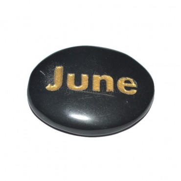 Black Agate June Engraved Stone
