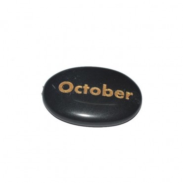 Black Agate October Engraved Stone