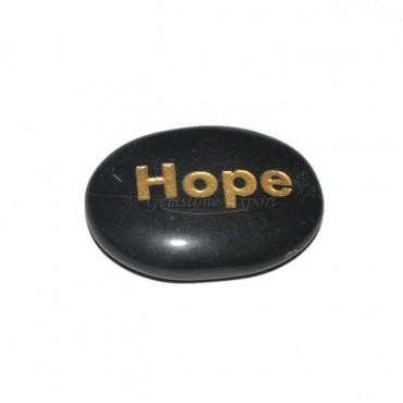 Black Agate Hope Engraved Stone