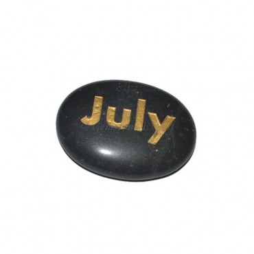 Black Agate July Engraved Stone