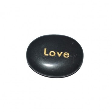 Black Agate Love Engraved Stone