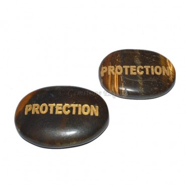 Tiger Eye PROTECTION Engraved Stone