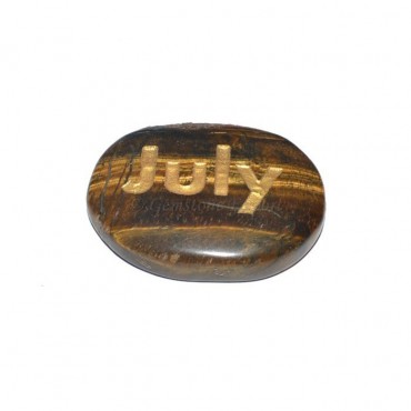 Tiger Eye July Engraved Stone