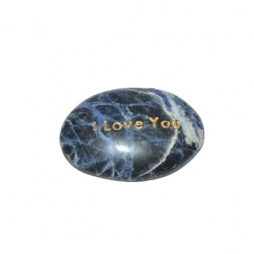 Sodalite I Love You Engraved Stone