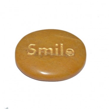 Yellow Jasper Smile Engraved Stone