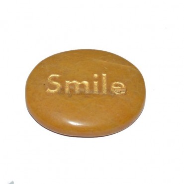 Yellow Jasper Smile Engraved Stone