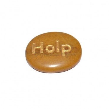 Yellow Jasper Help Engraved Stone