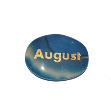 Blue Onyx August Engraved Stone
