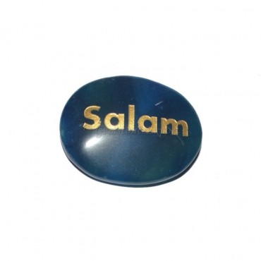 Blue Onyx Salam Engraved Stone