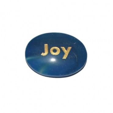 Blue Onyx joy Engraved Stone