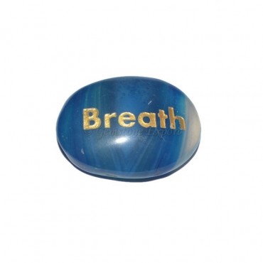 Blue Onyx Breath Engraved Stone