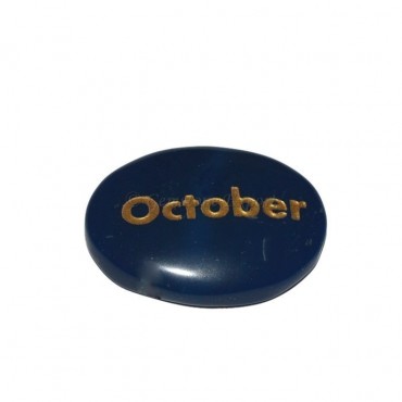 Blue Onyx October Engraved Stone