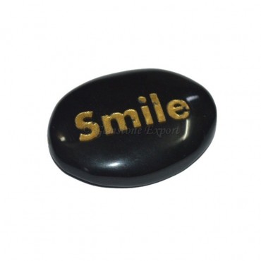 Black Onyx Smile Engraved Stone