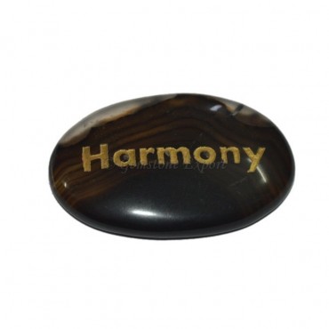 Black Onyx Harmony Engraved Stone
