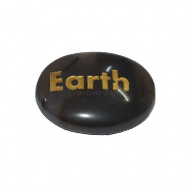 Black Onyx Earth  Engraved Stone