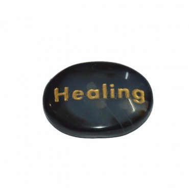 Black Onyx Healing Engraved Stone