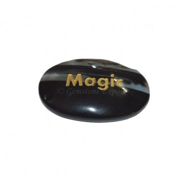 Black Onyx Magic Engraved Stone