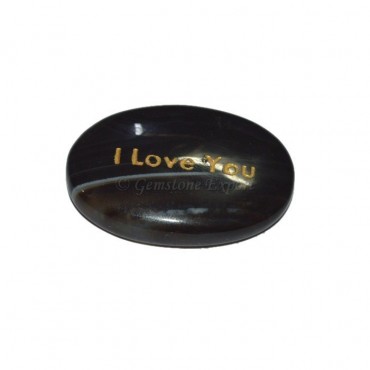 Black Onyx I Love You Engraved Stone