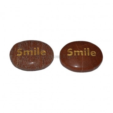 Peach Aventurine Smile Engraved Stone