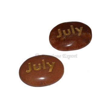 Peach Aventurine July Engraved Stone