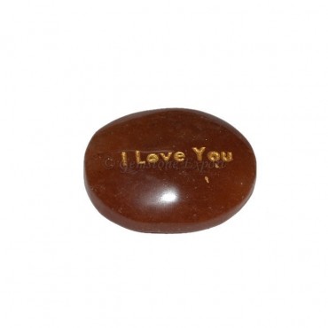 Peach Aventurine I Love You Engraved Stone