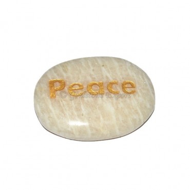 Moon Stone Peace Engraved Stone