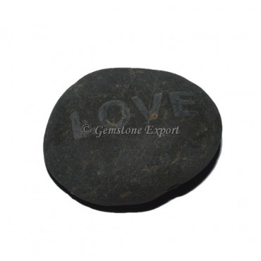 Black Agate Love Engraved Stone