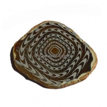 Engraved Square Design On Agate Slice